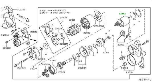 New Genuine Nissan Starter Magnetic Switch Assembly 23343-4BB0C OEM0