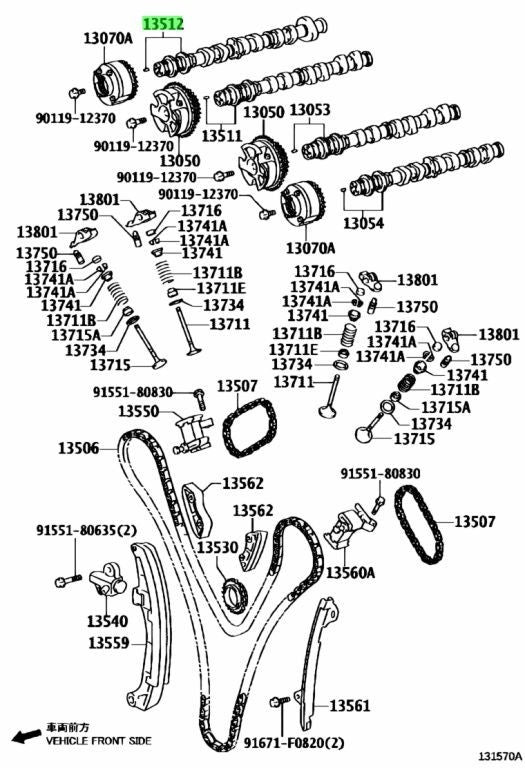 TOYOTA GENUINE 13502-75080 CAMSHAFT, NO.2 13502750800