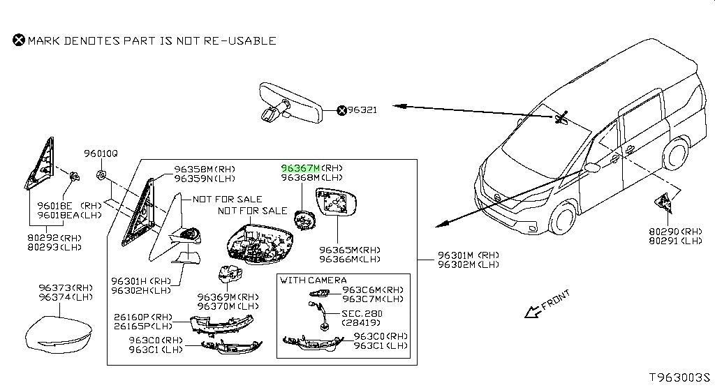New Genuine Nissan Right Power Door Mirror Adjustment Motor 96367-5TA0A OEM0