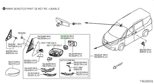 New Genuine Nissan Right Power Door Mirror Adjustment Motor 96367-5TA0A OEM0