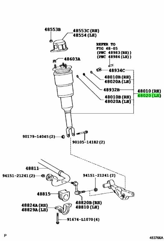 NEW Toyota Genuine Lexus LS460 USF40 Front Left Air Suspension Strut 48020-503201