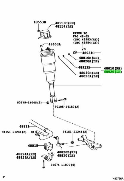 NEW Toyota Genuine Lexus LS460 USF40 Front Left Air Suspension Strut 48020-503201