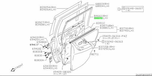 84671-54G01-000 Suzuki Weatherstrip rr dr opng,l 8467154G01000, New Genuine OEM 1