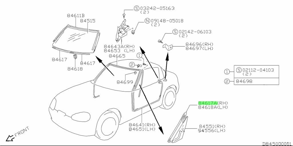OEM Genuine Suzuki Cappuccino Partition Weatherstrip RH Rubber Seal 84617-80F002