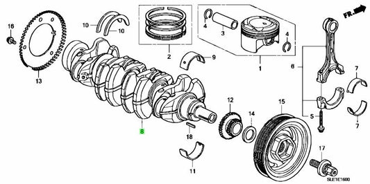 Honda Genuine ACCORD 4D DBA-CU2 CRANKSHAFT COMP Japan 13310-R40-A00 OEM 