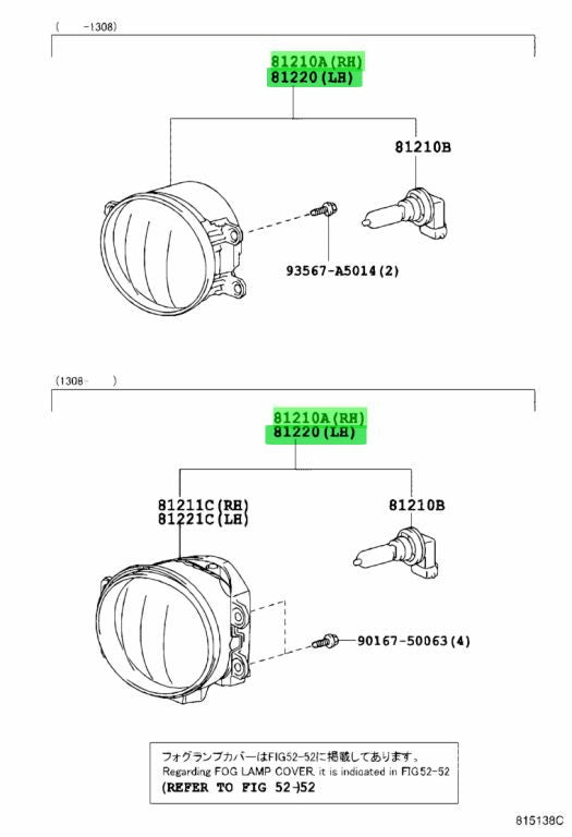 Genuine Toyota Lexus Front Fog Lamp Assembly RH LH Set 81210-12230 81220-122301