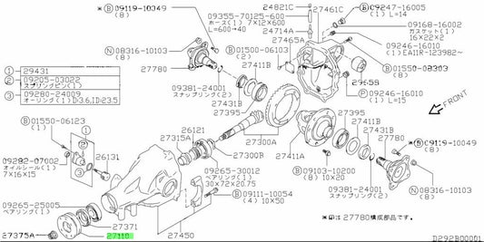 27110-63202-000 Suzuki Flange,universal joint 2711063202000, New Genuine OEM Par0