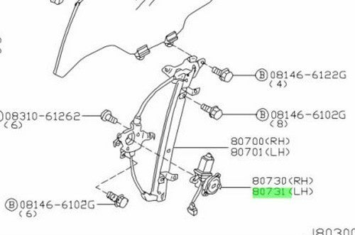 OEM MOTOR ASSEMBLY REGULATOR LH Nissan Skyline R34 ER34 GT-T RB25DET 80731-899200