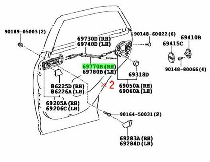 OEM Genuine TOYOTA LEXUS Rear Door Inside Locking Cable Assy RH LH 69770-48060×21
