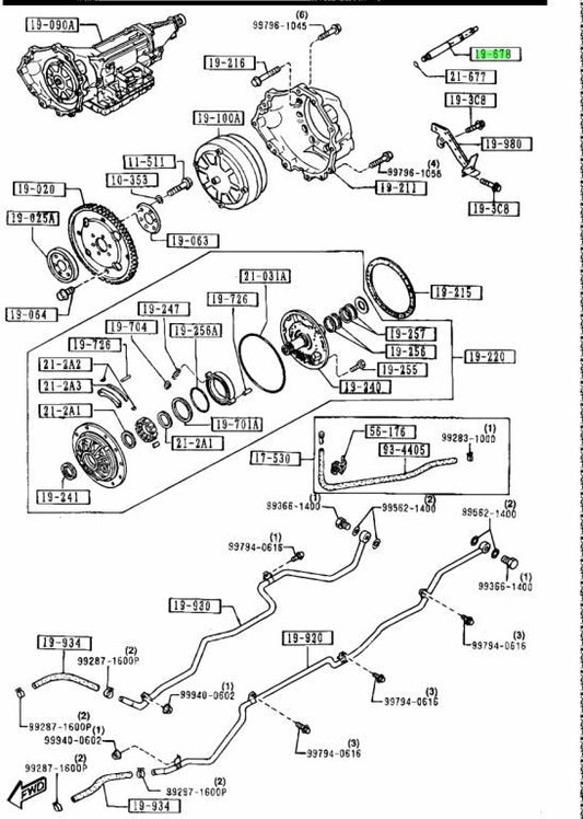 OEM Mazda RX-7 FD3S BV65-21-678 Automatic Transmission Input Shaft Genuine0