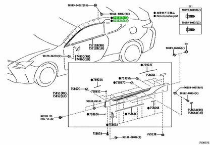 Toyota Roof Side Rail Weatherstrip Retainer Front RH LH 62361-24030 62362-24030