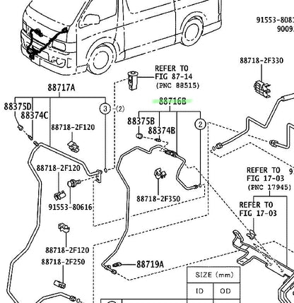OEM PIPE COOLER REFRIGERANT LIQUID, B Genuine Toyota HiAce Van200 88716-2N1211