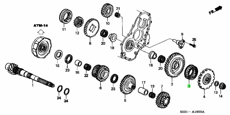 OEM HONDA ONE WAY CLUTCH ASSY AT TRANSMISSION CIVIC EG INTEGRA 23423-P24-J010