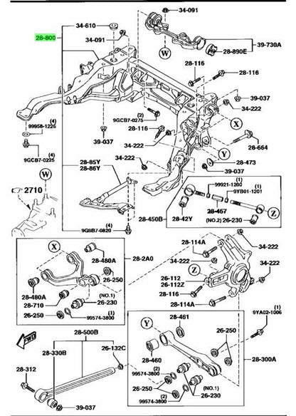 OEM Mazda RX-7 FD3S Rear Subframe Crossmember Genuine FD15-28-80XB0
