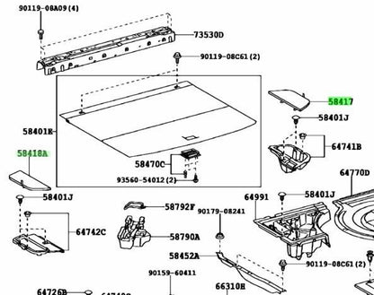 OEM TOYOTA LEXUS Rear Floor Board No.3 No.4 Black 58417-48021-C2 58418-48031-C21
