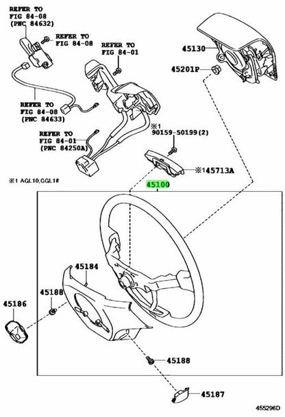 Genuine TOYOTA Lexus RX270/350/450H BLACKTRIM Steering Wheel Assy 45100-48370-C10