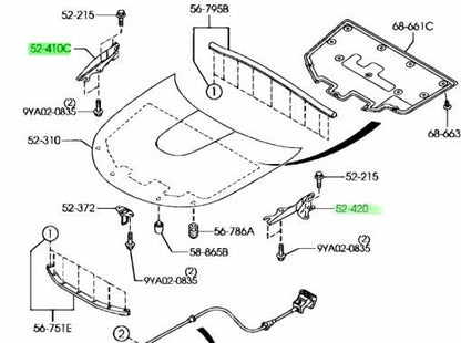 OEM BONNET HINGE R&L SET Genuine Mazda MX-5 Miata (NC) NE5152410A/NE5152420A