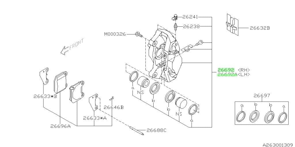 Genuine Subaru Rear Brake Caliper RH LH Set Padless OEM 26692VA020 26692VA0300