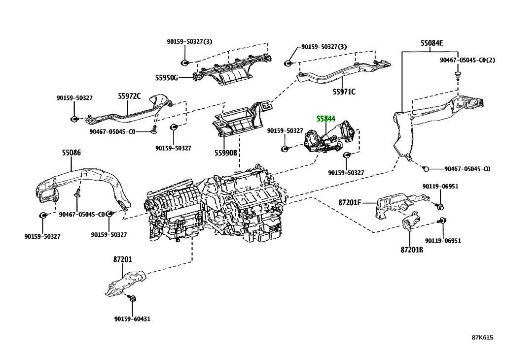 OEM Genuine TOYOTA Lexus Heater To Register Duct No.2 55844-60380 5584460380