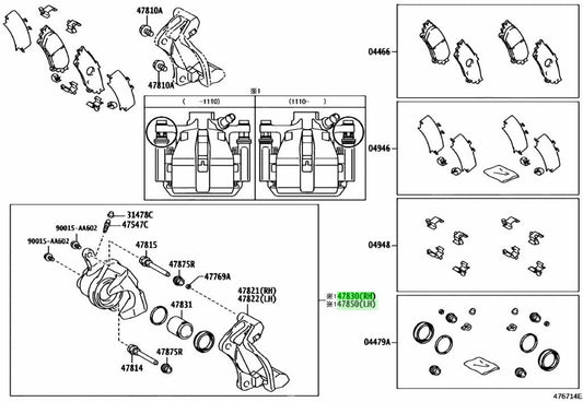 Genuine Toyota Lexus Rear Disc Brake Cylinder Assy RH/LH 47830-48100 47850-481000