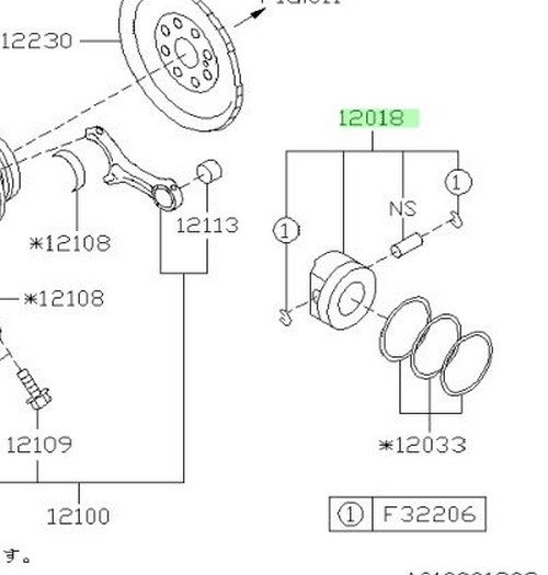NEW Genuine Subaru Engine Piston OEM 12018-AB6111