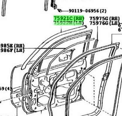Genuine Toyota 4Runner Black Out Tape No.1 RH LH Set 75921-35010 75922-350101