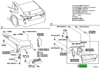 Genuine Lexus LS500h Rear Lamp Lens and Body RH LH Set 81581-50321 81591-503211