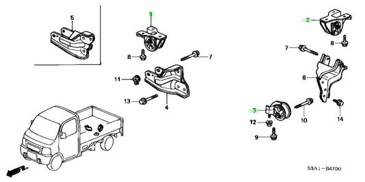 Honda Genuine Kit Engine Mount 3pcs Set for Vamos HM1 50805-S3A-9801