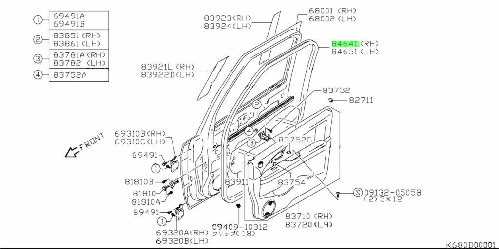 84641-80J00-000 Suzuki Weatherstrip,fr dr opng,r 8464180J00000, New Genuine OEM 1