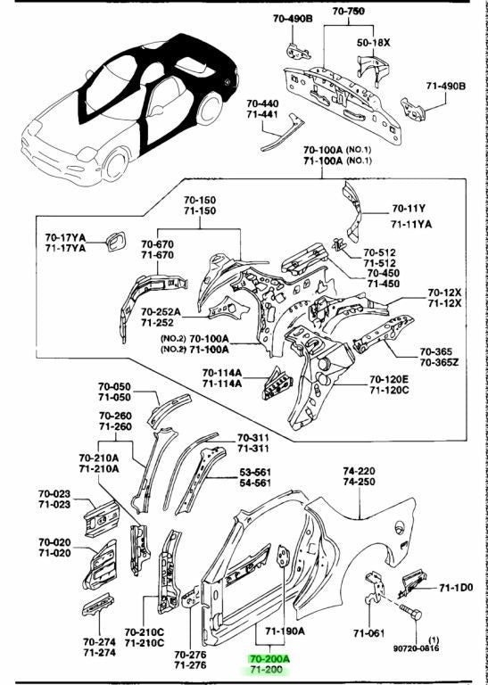 OEM MAZDA OUTER SIDE FRAME RH/LH SET RX-7 FD3S FDY1-70-200 FDY1-71-2000