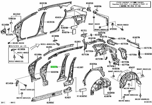 OEM TOYOTA LEXUS RX270/350/450H Center Body Pillar Reinforcement RH 61037-489050