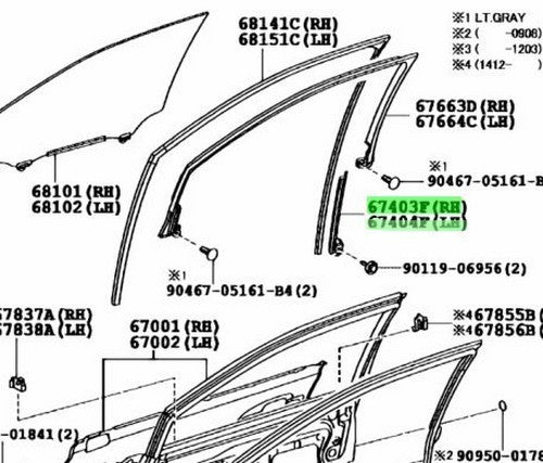 TOYOTA LEXUS RX270/350/450H RX FrontDoor Frame RearLower 67403-48071 67404-480711