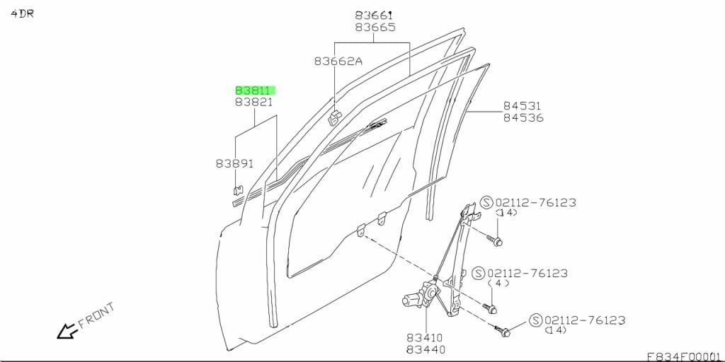 83810-56B00-000 Suzuki Weatherstrip,fr dr out,r 8381056B00000, New Genuine OEM P0