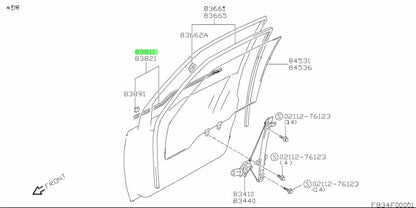 83810-56B00-000 Suzuki Weatherstrip,fr dr out,r 8381056B00000, New Genuine OEM P0