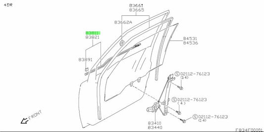 83810-56B00-000 Suzuki Weatherstrip,fr dr out,r 8381056B00000, New Genuine OEM P0