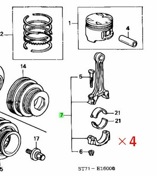 OEM Honda Acura Integra GS-R B18C Connecting Rod Set 4pcs 13210-P72-000 Genuine1