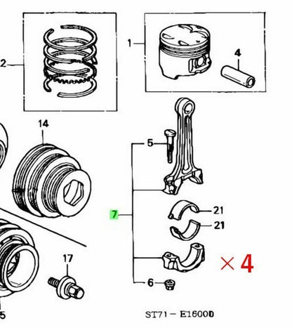 OEM Honda Acura Integra GS-R B18C Connecting Rod Set 4pcs 13210-P72-000 Genuine1