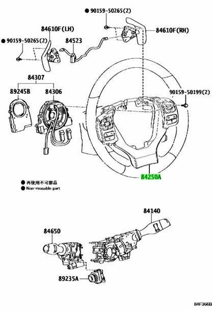 Genuine Toyota Lexus Steering Wheel Pad Switch Assy 84250-240501