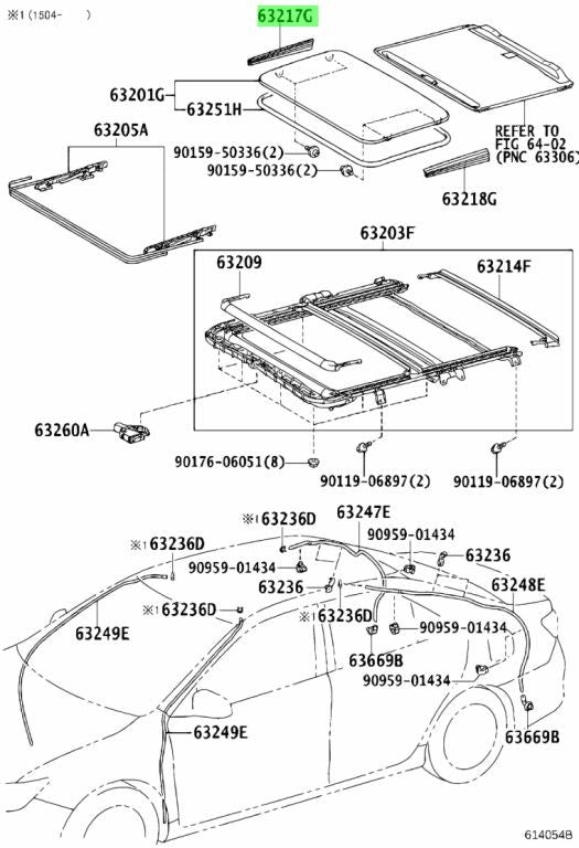 Genuine Toyota Lexus Sunroof Side Garnish 63217-33110 ES350 GS350 IS Camry1