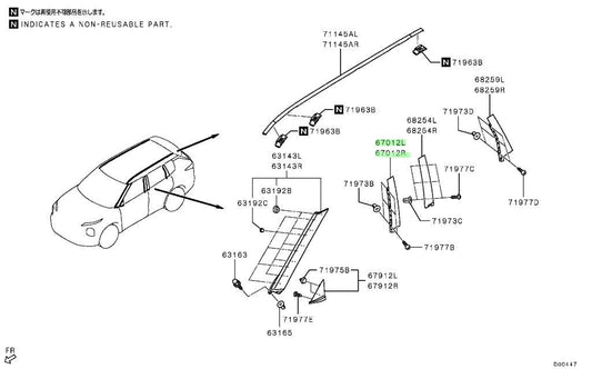 NEW Genuine Mitsubishi Front Door Sash Garnish L&R Set OEM 769A1W011P 769A2W011P0