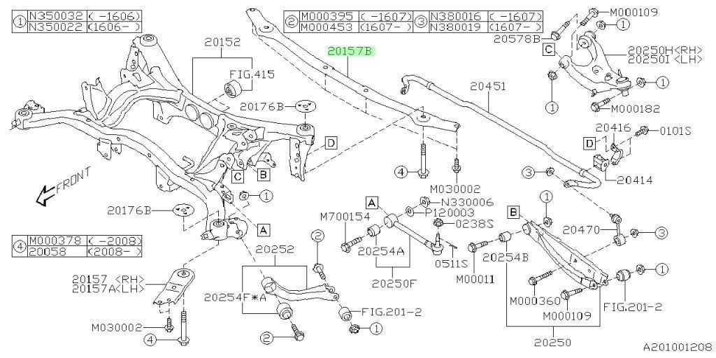 NEW Genuine Subaru Subframe Support Bracket Suspension Subframe OEM 20157VA0201