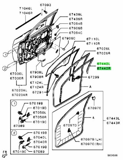 Genuine Mitsubishi FR Door Inner Opening Weatherstrip L＆R Set MN117/629HA-630HA1