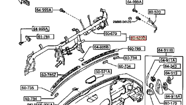 OEM MAZDA CRASH PAD MEMBER RX-7 FD3S F100-60-420B0