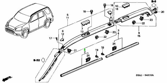 OEM MOLDING ASSY., R. FR. DOOR Honda CR-V LA-RD4 LA-RD5 72410-S9A-003