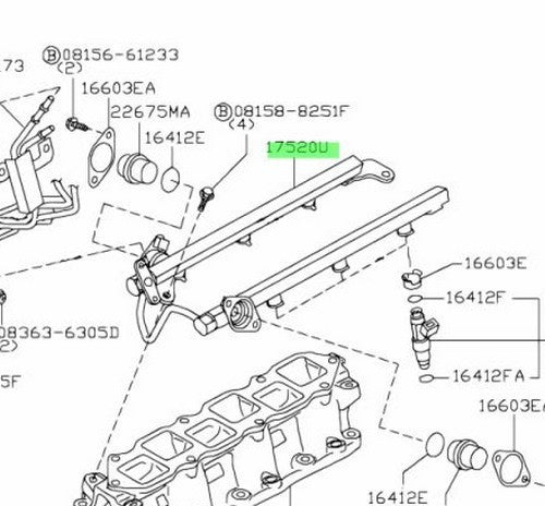 Genuine Nissan 350Z Z33 VQ35HR Fuel Rail Pipe Assembly 17521-JK20C OEM1