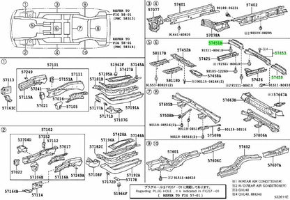 OEM TOYOTA Front Floor Cross Member No.1.2.3 57458-48012 57459-48015 57453-480200