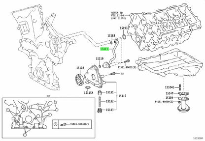 Genuine Toyota Oil Pump Outlet Pipe 15413-31020 1GR-FE 4Runner FJ Cruiser1