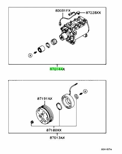 Compressor Assy, A/C For: Mitsubishi Lancer Evo 5 6 CP9A