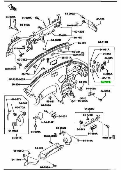 OEM MAZDA DUCT NO.2 RH RX-7 FD3S F100-64-7420