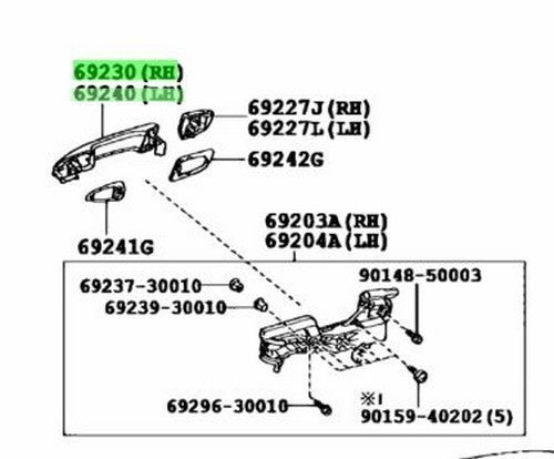 LEXUS RX270/350/450H Rear Door Handle RH LH Silver 69210-76010-B0 69220-76010-B01